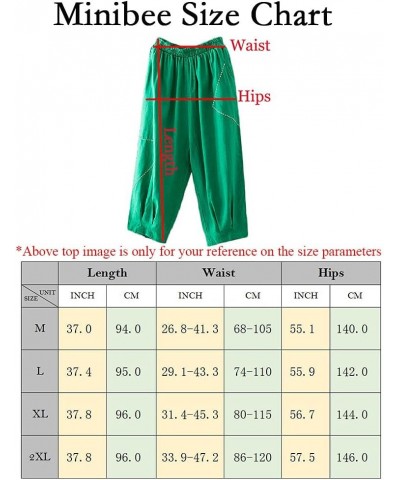 Women's Cropped Harem Pants Elastic Waist Pull On Wide Leg Trousers with Pockets Green $17.47 Pants