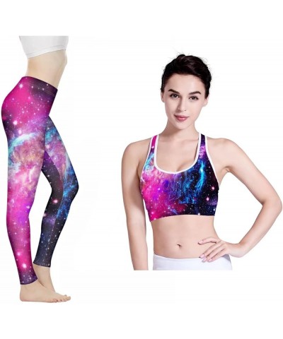 Women Seamless Outfit 2 Pieces Yoga Workout Jumpsuit Gym Leggings Padded Sport Bra Set Casual Fitness Suits Pink Galaxy $15.7...