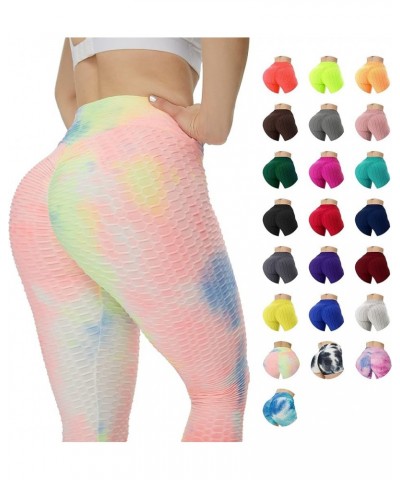 Tiktok Butt Leggings,Butt Lift Leggings Workout Leggings for Women Variegated Rainbow $9.93 Activewear