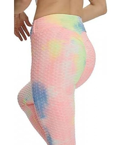 Tiktok Butt Leggings,Butt Lift Leggings Workout Leggings for Women Variegated Rainbow $9.93 Activewear