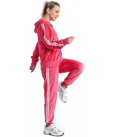 2 PCS Outfits Women's Fleece Sherpa Lined Sweatsuits Long Sleeve Hoodie and Sweat Pants Winter Warm Tracksuit Set 201coral $2...