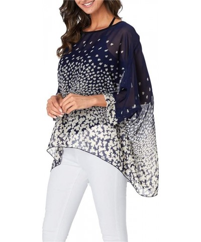 Women Summer Floral Printed Shirt Batwing Sleeve Top Chiffon Poncho Casual Loose Blouse 4328 $10.99 Blouses