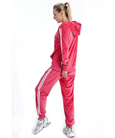 2 PCS Outfits Women's Fleece Sherpa Lined Sweatsuits Long Sleeve Hoodie and Sweat Pants Winter Warm Tracksuit Set 201coral $2...