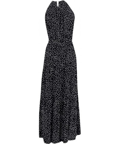 Maxi Dress for Women Sexy Tank Sundress Boho Polkadot Print Summer Sleeveless O-Neck Party Long Dress Beach Sundress 4black $...