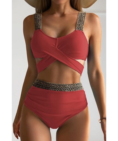 Women Two Piece Swimsuits Crisscross Wrap Tummy Control Bathing Suits High Waisted Bikini 2 Piece Tie Back Swimwear 12 $17.16...