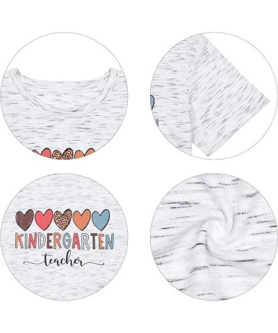 Kindergarten Teacher Shirts Women Teaching Tshirt Gift for Teacher Funny Heart Graphic Tee Causal Short Sleeve Top White $9.2...