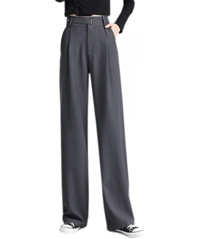 Women's Vintage Slight Pleats Wide Dress Pants Z grey $20.99 Pants