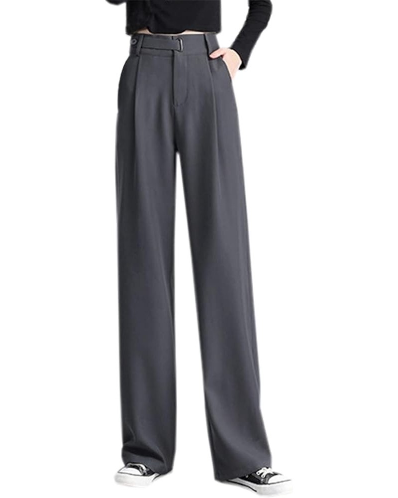 Women's Vintage Slight Pleats Wide Dress Pants Z grey $20.99 Pants