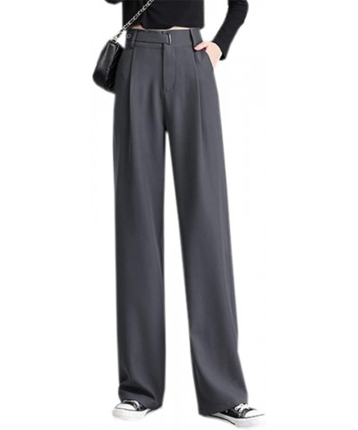 Women's Vintage Slight Pleats Wide Dress Pants Z grey $20.99 Pants