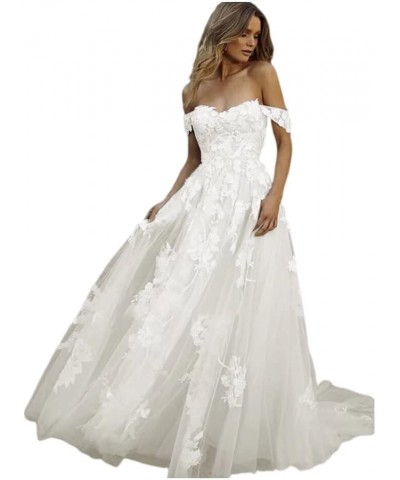 Long Puffy Wedding Dresses for Bride Elegant Bridal Gown with Train Summer Beach Wedding Dress D-ivory $65.36 Dresses