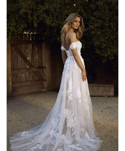 Long Puffy Wedding Dresses for Bride Elegant Bridal Gown with Train Summer Beach Wedding Dress D-ivory $65.36 Dresses