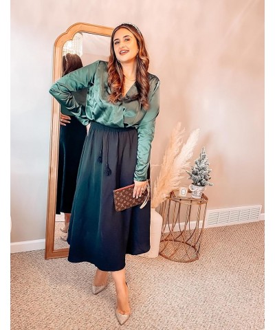 Women Casual Maxi Skirts Elastic High Waisted Flowy Skirts Summer Lightweight Long Skirts Black $15.96 Skirts