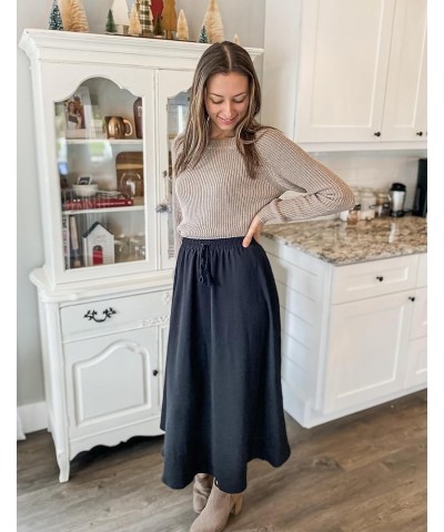 Women Casual Maxi Skirts Elastic High Waisted Flowy Skirts Summer Lightweight Long Skirts Black $15.96 Skirts