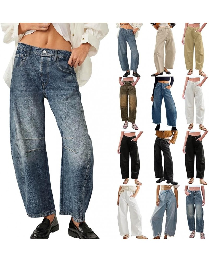 Baggy Jeans for Women,Womens Jeans High Waisted Wide Leg Trousers Denim Cargo Pants 90s Y2K Boyfriend Streetwear Jeans Z42-wh...