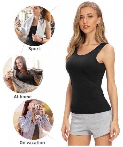 Womens Sleeveless Tank Tops Layering Tanks Undershirt Tank Top 3-4 Pack Black/Black/Black $13.95 Tanks