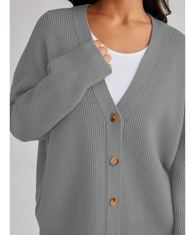 Women's Cardigan Sweaters 2023 Fall Oversized Open Front Button V Neck Lightweight Cardigans Knit Outerwear Light Grey $16.40...