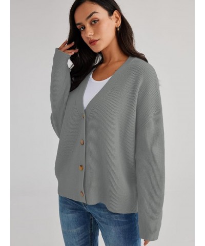 Women's Cardigan Sweaters 2023 Fall Oversized Open Front Button V Neck Lightweight Cardigans Knit Outerwear Light Grey $16.40...