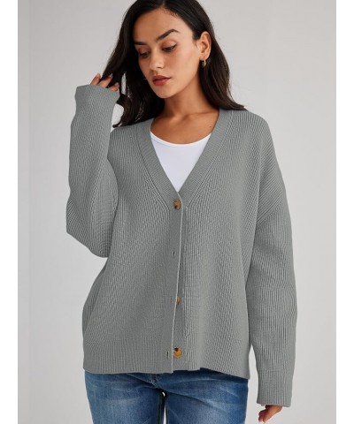 Women's Cardigan Sweaters 2023 Fall Oversized Open Front Button V Neck Lightweight Cardigans Knit Outerwear Light Grey $16.40...