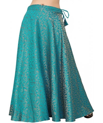 Durga Puja Special Women's Benarasi Brocade Wedding Sangeet Skirt Lehenga Ghaghra (Free Size) Blue $25.99 Skirts