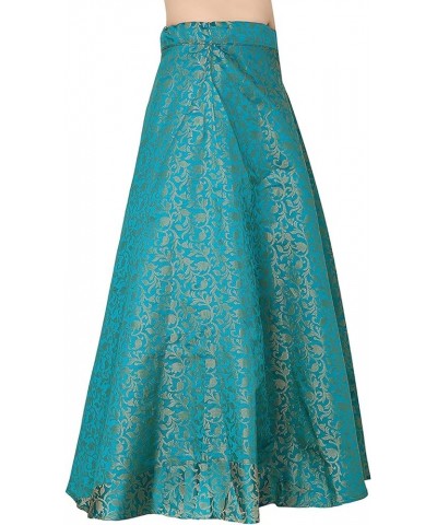 Durga Puja Special Women's Benarasi Brocade Wedding Sangeet Skirt Lehenga Ghaghra (Free Size) Blue $25.99 Skirts