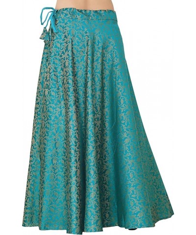 Durga Puja Special Women's Benarasi Brocade Wedding Sangeet Skirt Lehenga Ghaghra (Free Size) Blue $25.99 Skirts