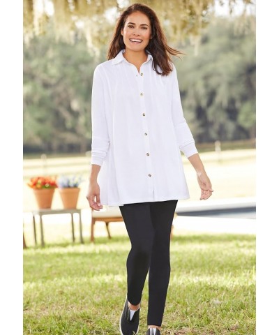 Women's Plus Size Pintucked Button-Front Tunic Navy $23.99 Tops