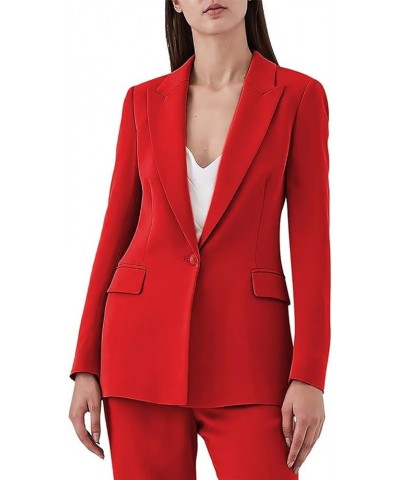 Women's Suiting 2 Piece One Button Dressy Pantsuit for Women Professional Wedding Suit Casual Red $35.89 Suits