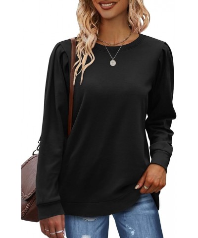 Sweatshirts for Women Crewneck Puff Sleeve Tunic Tops Lightweight Sweaters Fall Winter 2023 Black $10.00 Hoodies & Sweatshirts