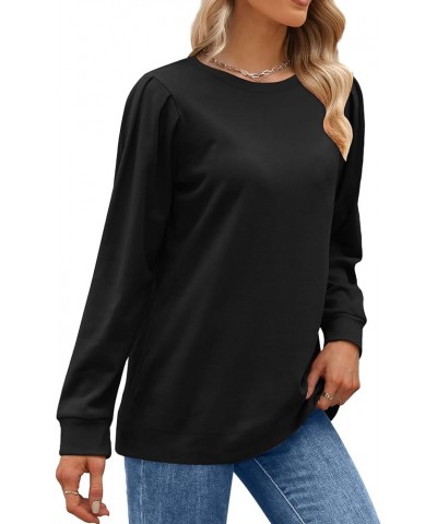 Sweatshirts for Women Crewneck Puff Sleeve Tunic Tops Lightweight Sweaters Fall Winter 2023 Black $10.00 Hoodies & Sweatshirts