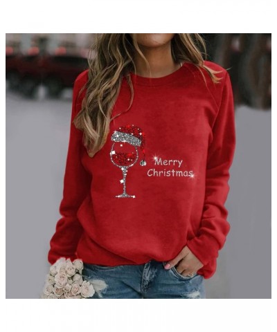 Sweatshirts for Women Rose Print Sweatshirt Crewneck Fit Pullover Tops Casual Long Sleeve Workout Shirts Loose A-red $7.53 Sh...