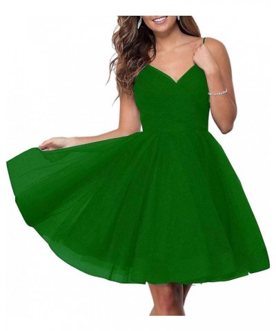 Junior's Short Homecoming Dresses V Neck Glitter Tulle Ball Gown Short Prom Graduation Dress RYZ13-1 Green $30.80 Dresses