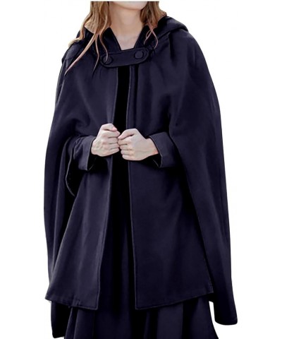 Gothic Hooded Trench Coat for Women Open Front Long Poncho Cloak Fall Winter Solid Color Harajuku Cape Outwear 5-purple $20.5...