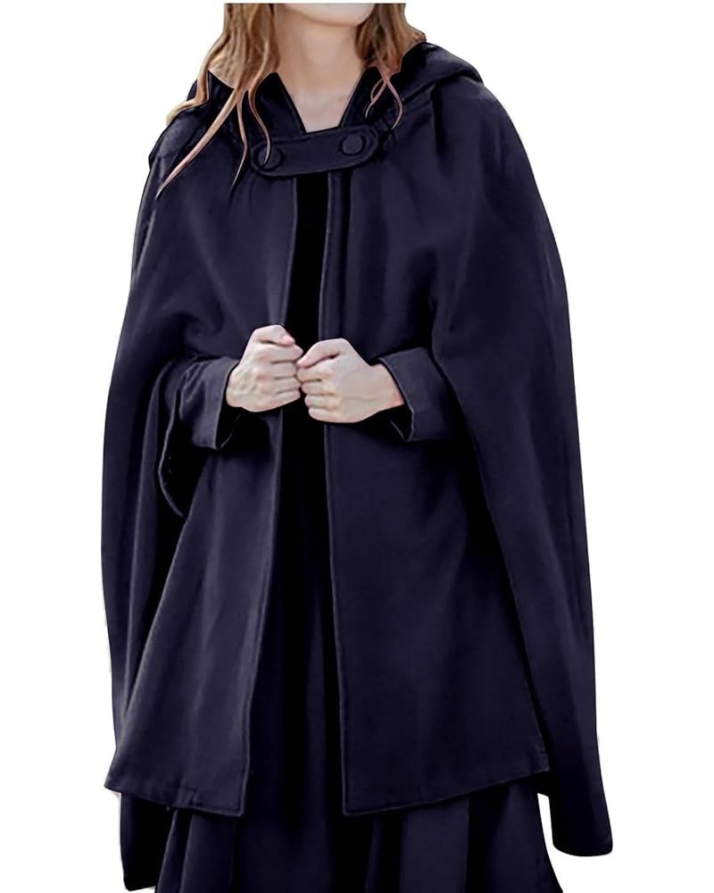 Gothic Hooded Trench Coat for Women Open Front Long Poncho Cloak Fall Winter Solid Color Harajuku Cape Outwear 5-purple $20.5...