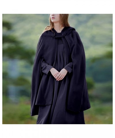 Gothic Hooded Trench Coat for Women Open Front Long Poncho Cloak Fall Winter Solid Color Harajuku Cape Outwear 5-purple $20.5...