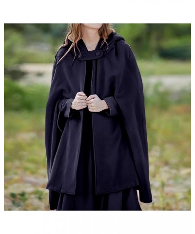 Gothic Hooded Trench Coat for Women Open Front Long Poncho Cloak Fall Winter Solid Color Harajuku Cape Outwear 5-purple $20.5...