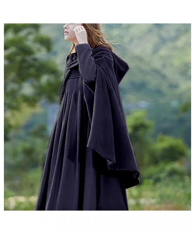 Gothic Hooded Trench Coat for Women Open Front Long Poncho Cloak Fall Winter Solid Color Harajuku Cape Outwear 5-purple $20.5...