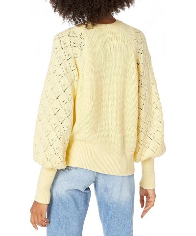 Women's Divya Pointelle Full Sleeve Cardigan Sweater Pastel Yellow $30.74 Sweaters