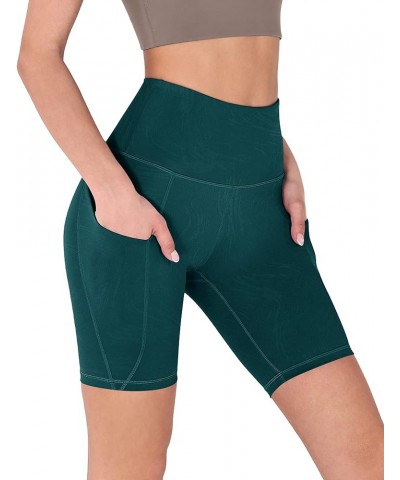 Women's Tummy Control Yoga Shorts 2.0 with Pockets High Waist Athletic Workout Shorts-5" / 8" Inseam 8 inches Wave Forest Tea...