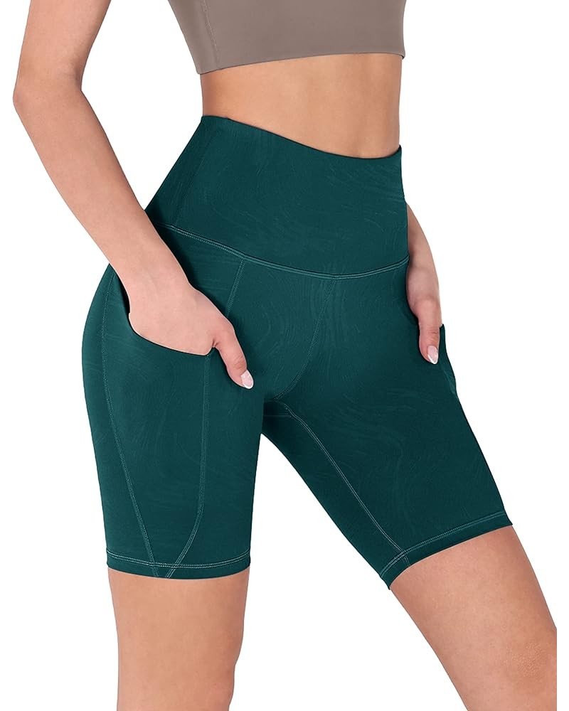 Women's Tummy Control Yoga Shorts 2.0 with Pockets High Waist Athletic Workout Shorts-5" / 8" Inseam 8 inches Wave Forest Tea...