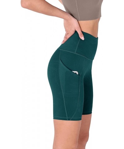 Women's Tummy Control Yoga Shorts 2.0 with Pockets High Waist Athletic Workout Shorts-5" / 8" Inseam 8 inches Wave Forest Tea...