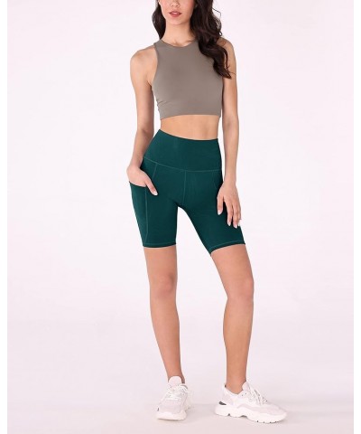 Women's Tummy Control Yoga Shorts 2.0 with Pockets High Waist Athletic Workout Shorts-5" / 8" Inseam 8 inches Wave Forest Tea...