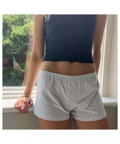 Women Y2k Lounge Short Elastic Low Rise Graphic Printed Boyshort Summer Lounge Sleepwear Pj Bottoms R Plain Grey 139 $10.61 S...