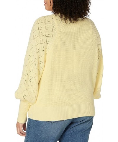 Women's Divya Pointelle Full Sleeve Cardigan Sweater Pastel Yellow $30.74 Sweaters