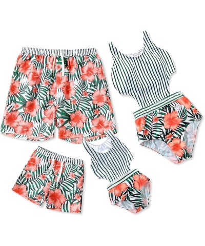 Family Matching Swimsuits One Piece Floral Printed Bathing Suits Monokini Cutout Mommy and Me Swimwear Boys Red-floral $11.13...