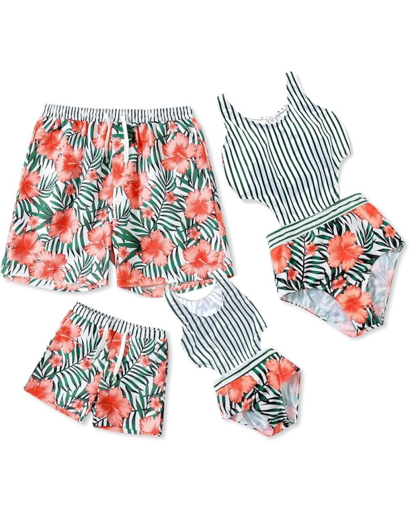 Family Matching Swimsuits One Piece Floral Printed Bathing Suits Monokini Cutout Mommy and Me Swimwear Boys Red-floral $11.13...