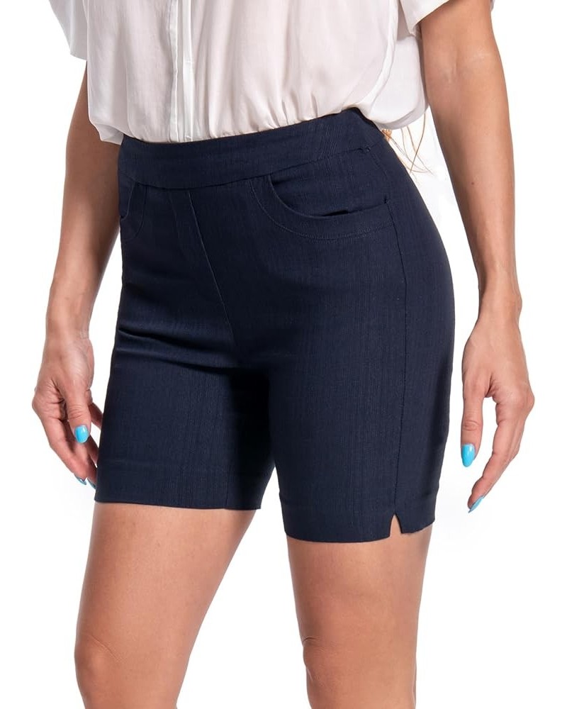 Women's Regular/Petite/Plus Work Causal Tulip-Hem Pull On Dress Career Shorts with Two Front Pockets Deep Blue Navy $13.18 Sh...