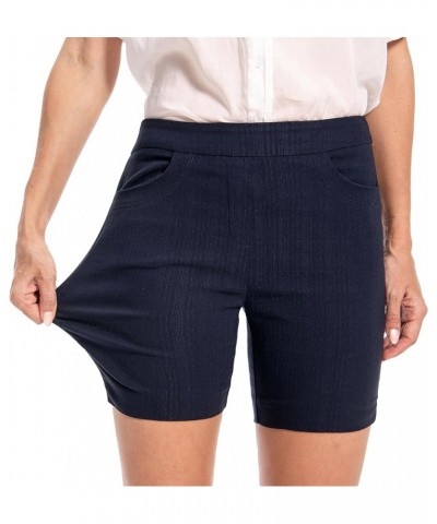 Women's Regular/Petite/Plus Work Causal Tulip-Hem Pull On Dress Career Shorts with Two Front Pockets Deep Blue Navy $13.18 Sh...