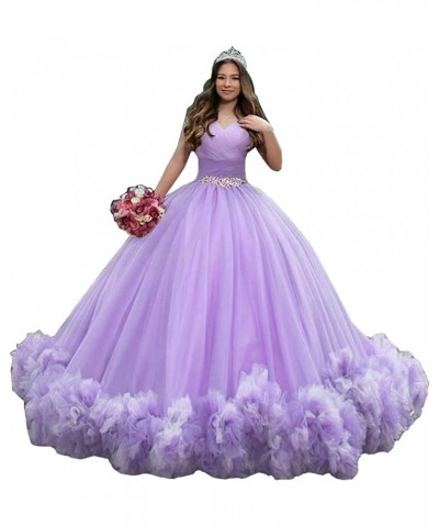 Women's Sweetheart Strapless Puffy Quinceanera Dresses Ball Gown Crystal Beaded 15 Dresses for Quinceanera Lavender $51.30 Dr...