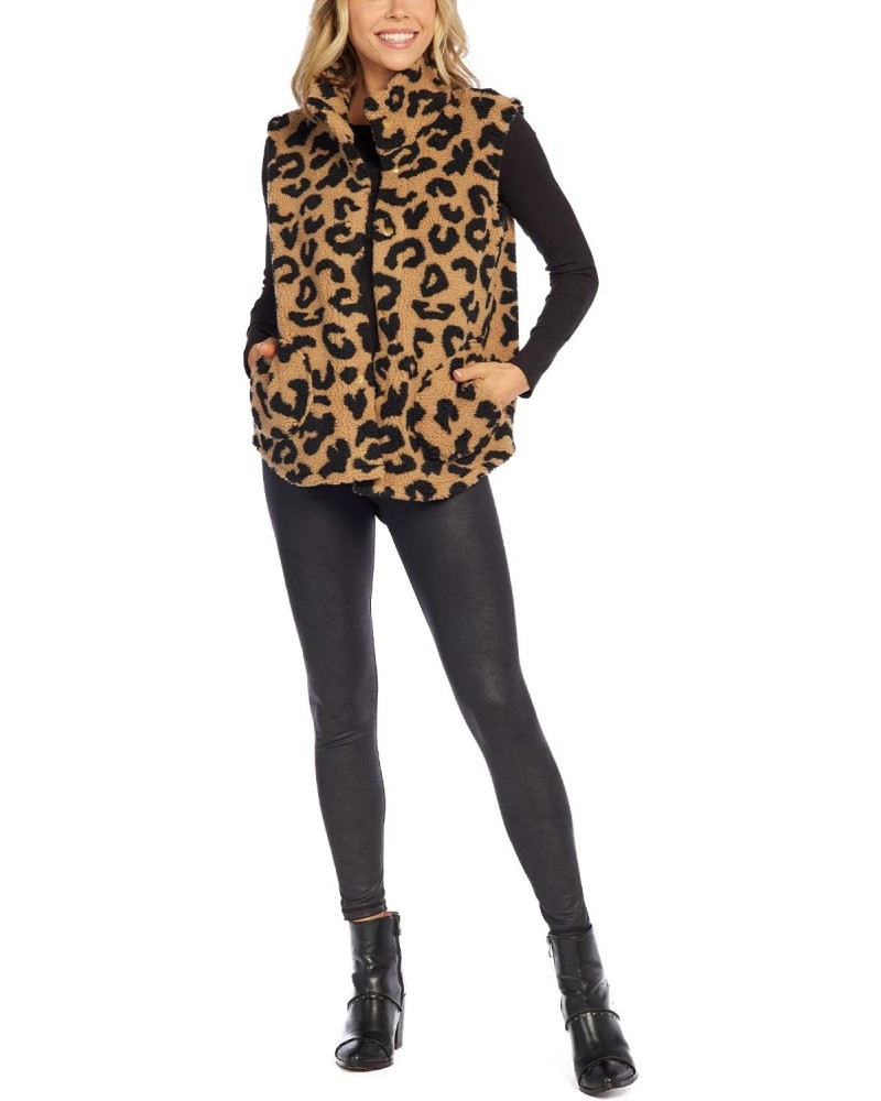 Pruitt Womens Sherpa Vest, Leopard, Small $41.30 Vests