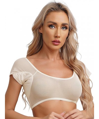 Women's Sleeveless Transparent Mesh Bralette Camis Racerback Tank Tops Mesh Casual T-Shirts Type a Nude $6.11 Tanks